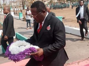 Gov. Umahi marching to pay his respect to the fallen heroes