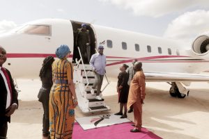 Gov.Umahi arriving Muhammed Buhari International Airport, Onueke, Ezza South LGA